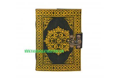 leather Journal Wholesaler Yellow Black Celtic Beautiful Design Blank Book Leather Note Book 